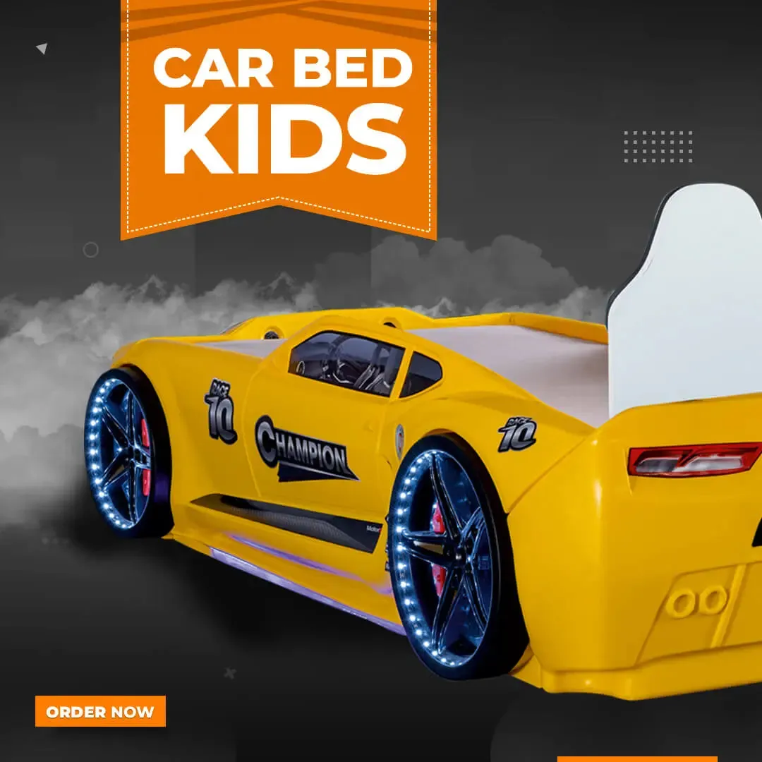 Champion Race Car Bed for Kids w/LEDs & Sound Effects