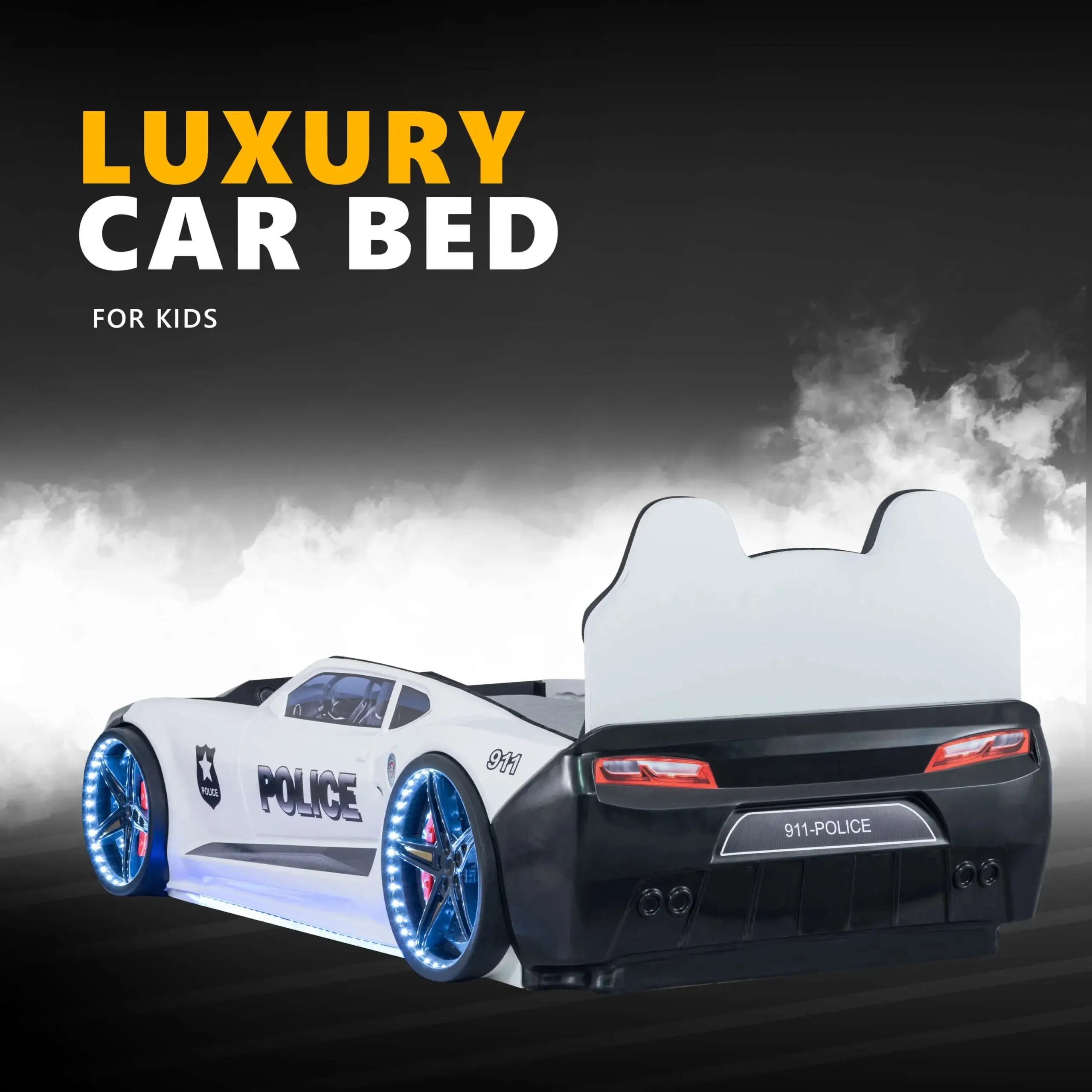 Champion Race Car Bed for Kids w/LEDs & Sound Effects