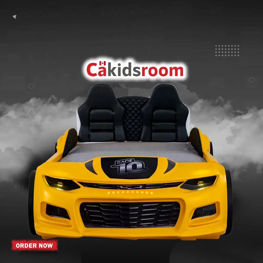 Champion Race Car Bed for Kids w/LEDs & Sound Effects