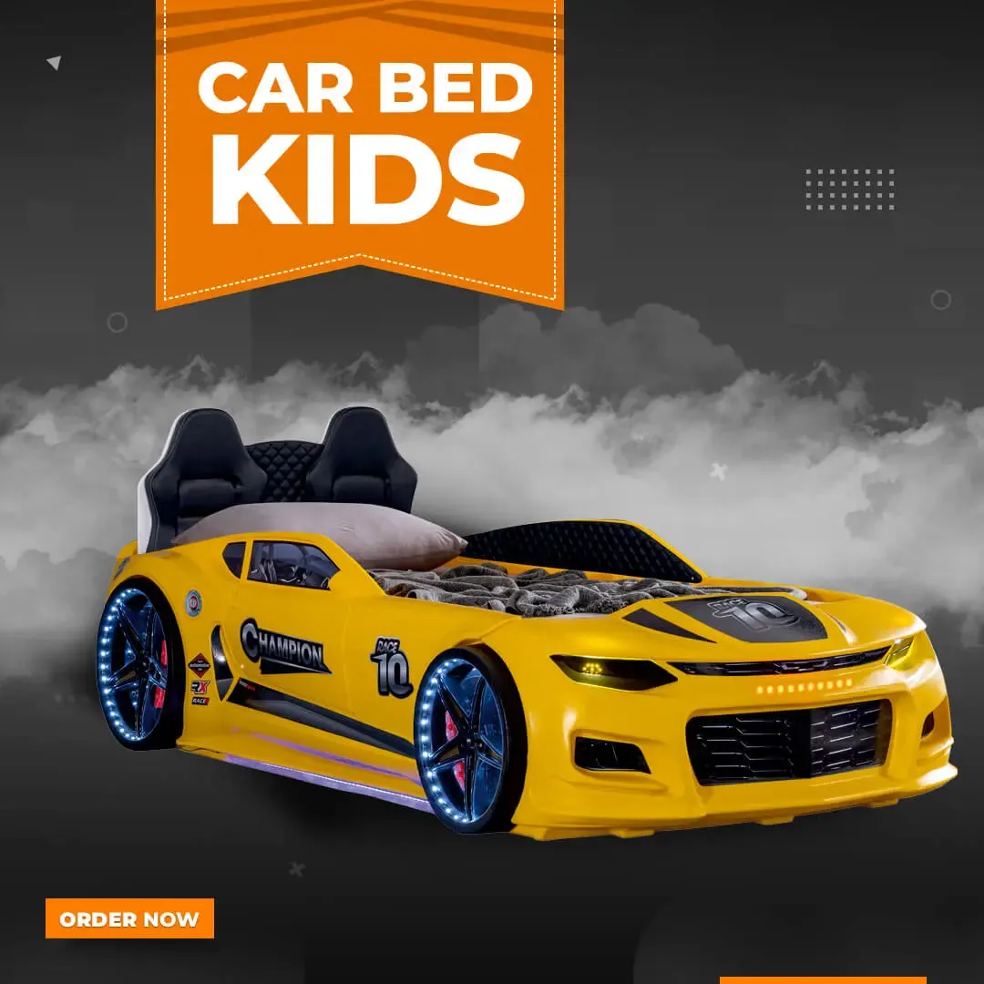 Champion Race Car Bed for Kids w/LEDs & Sound Effects