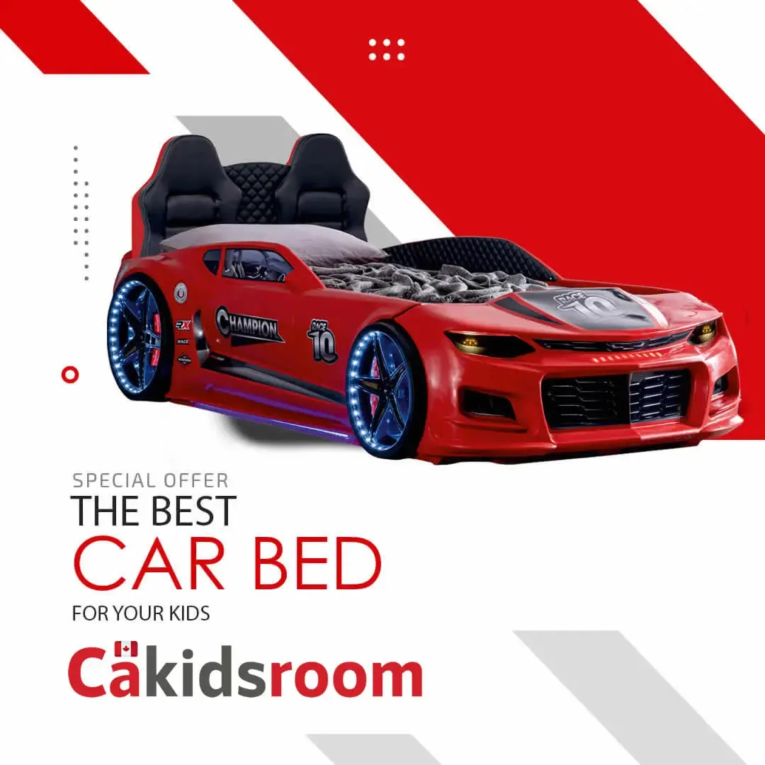 Champion Race Car Bed for Kids w/LEDs & Sound Effects