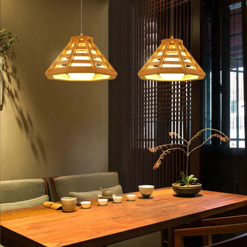 Chandelier Personalized Creative Restaurant Lamp Pinecone Nordic Simple Solid Wood Lamp Tatami Bedroom Study Wooden Lamp