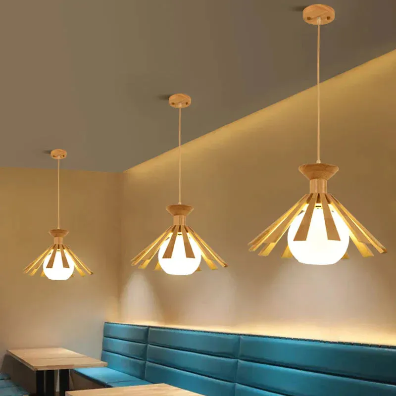 Chandelier Personalized Creative Restaurant Lamp Pinecone Nordic Simple Solid Wood Lamp Tatami Bedroom Study Wooden Lamp