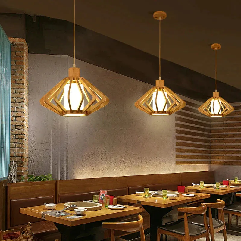 Chandelier Personalized Creative Restaurant Lamp Pinecone Nordic Simple Solid Wood Lamp Tatami Bedroom Study Wooden Lamp