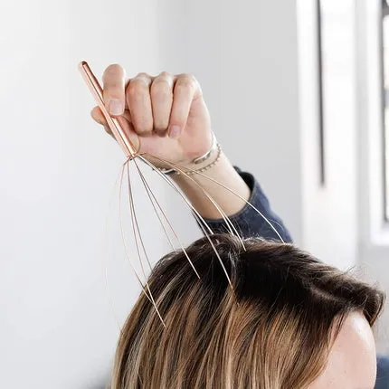 Copper head massager, flexible scalp massager, scraper tingler for stress relief and relaxation, 24.9 cm x 10.9 cm x 10.9 cm, Kikkerland