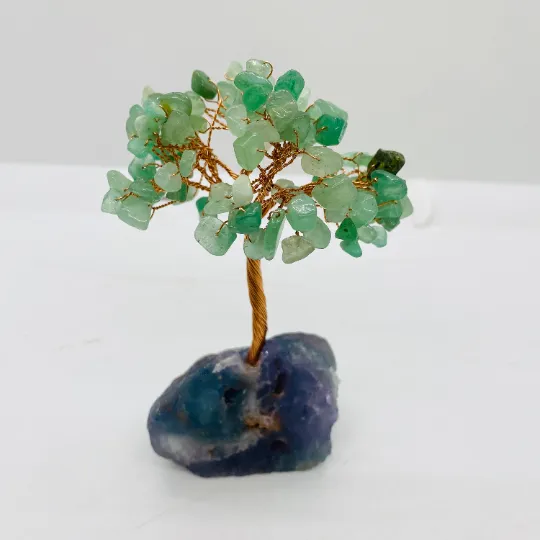 Crystal Prosperity Tree with Fluorite Base, Fengshui  Gemstone Tree, Chipstone Bonsai , Amethyst, Quartz, Citrine,Carnelian
