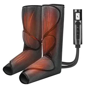 Cunmiso Leg Air Compression Massager with LCD Handheld Controller for Circulation and Relaxation, Foot and Calf Massage Machine with 3 Heat Modes 3 Intensities, 2 Extensions Wraps for Men and Women