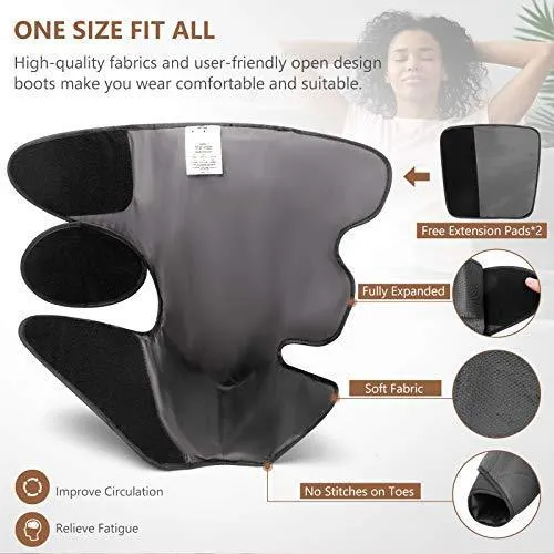 Cunmiso Leg Air Compression Massager with LCD Handheld Controller for Circulation and Relaxation, Foot and Calf Massage Machine with 3 Heat Modes 3 Intensities, 2 Extensions Wraps for Men and Women