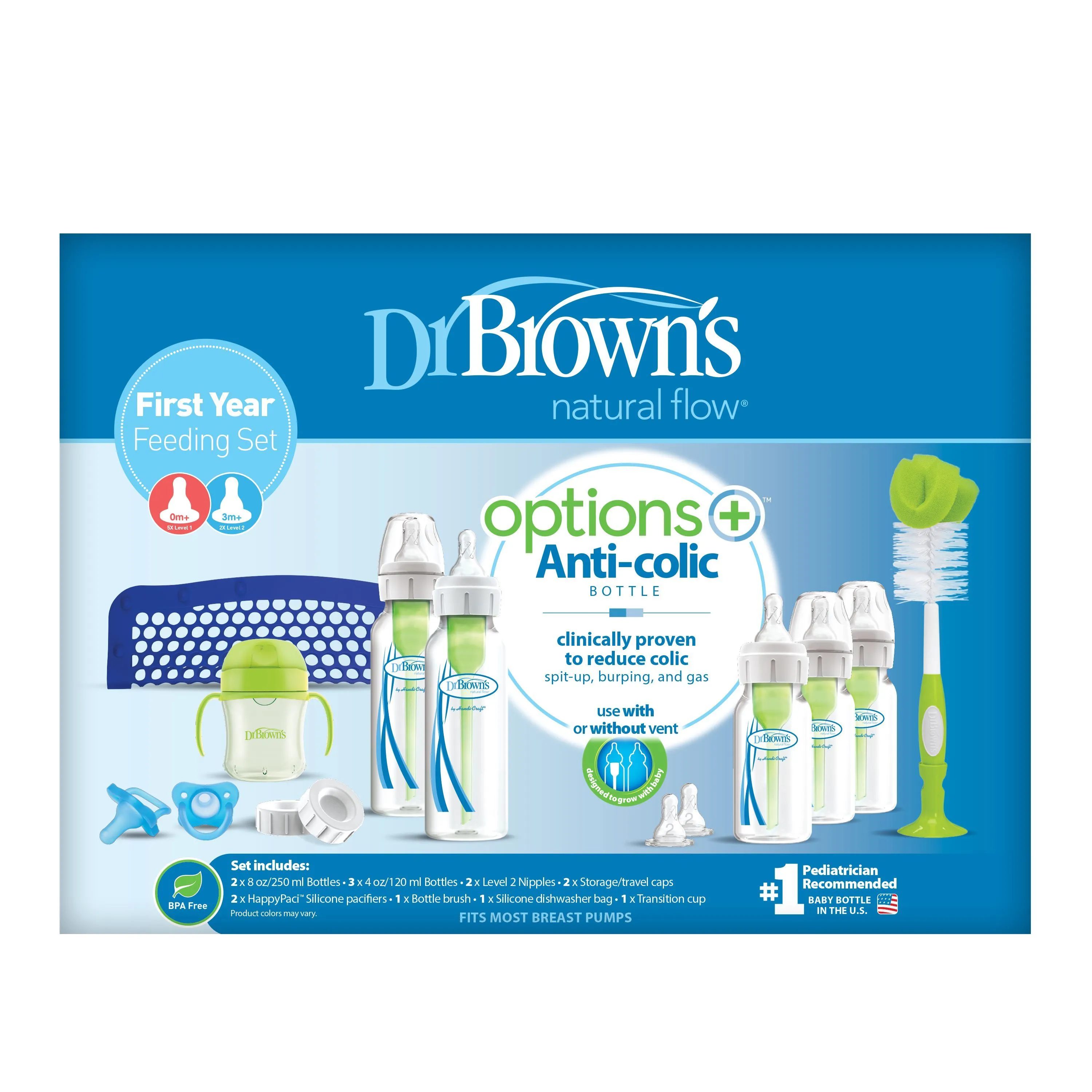 Dr. Brown's - Options  Anti-Colic Narrow First Year Feeding Set