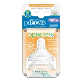 Dr. Brown's Options  Natural Flow Wide-Neck Bottle Nipples Level 4 (9M  Fast Flow) 2 Pack