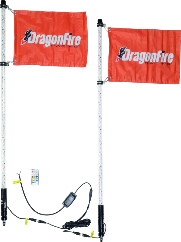 DragonFire Racing Whips - 4Ft Spiral Led Clear Pair