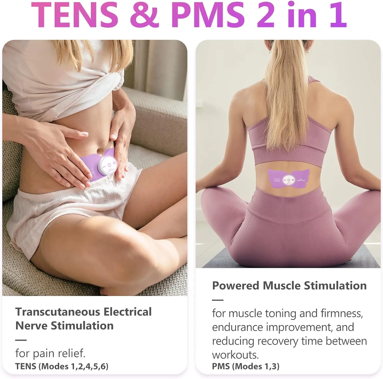 Easy@Home Electronic Pain Relief Stimulator: TENS Unit Wireless Muscle Stimulator | PMS Massage Therapy Machine | Portable Electrode Pads | FSA Eligible 6 Modes 20 Intensities EHE019