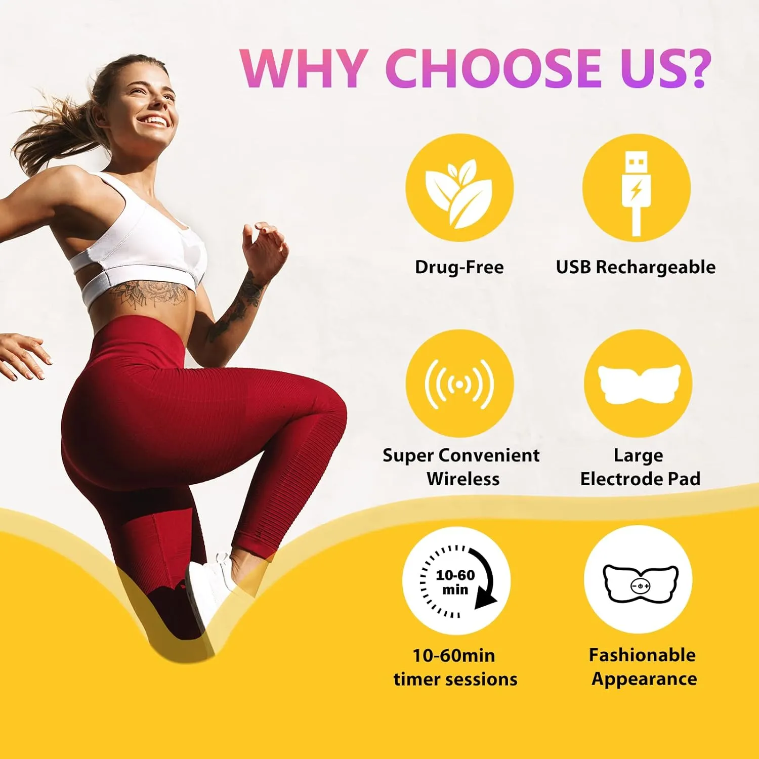 Easy@Home Electronic Pain Relief Stimulator: TENS Unit Wireless Muscle Stimulator | PMS Massage Therapy Machine | Portable Electrode Pads | FSA Eligible 6 Modes 20 Intensities EHE019