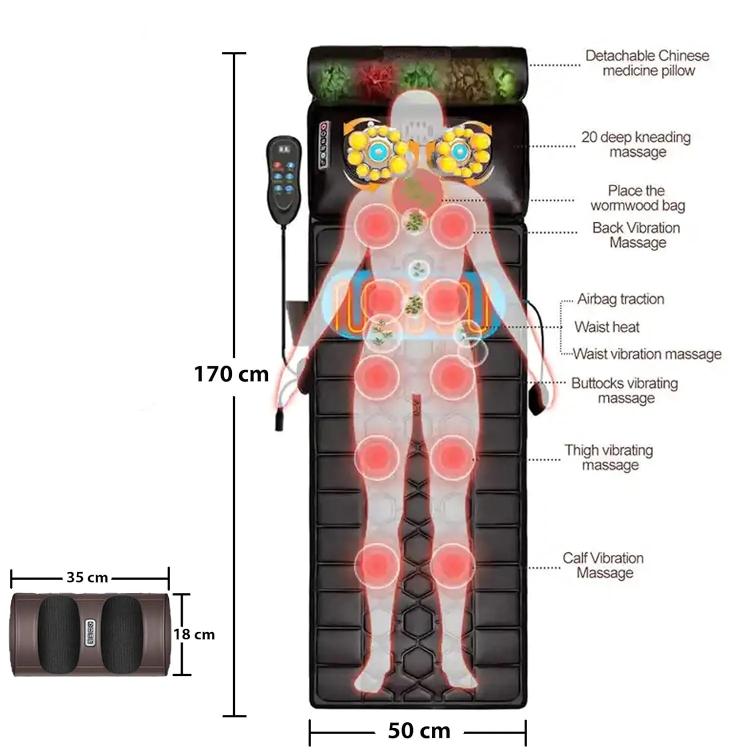 Electric Full Body Massage Mat with Infrared Therapy | MedSupportCare
