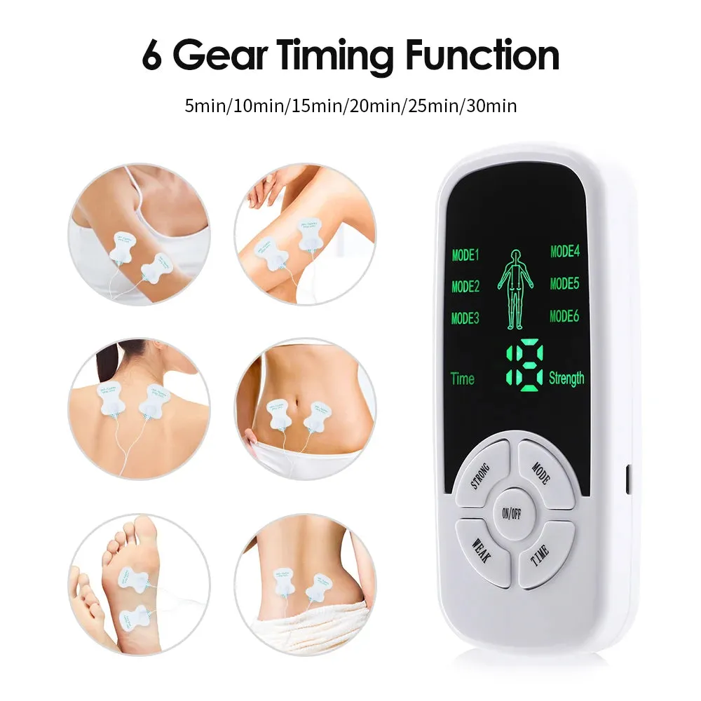 Electric Muscle Stimulator 6 Modes Mini Cervical Spine Massager Meridian Body Massage Device for Pain Relief Electroestimulador