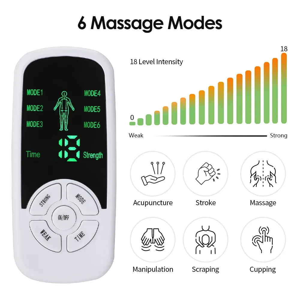Electric Muscle Stimulator 6 Modes Mini Cervical Spine Massager Meridian Body Massage Device for Pain Relief Electroestimulador