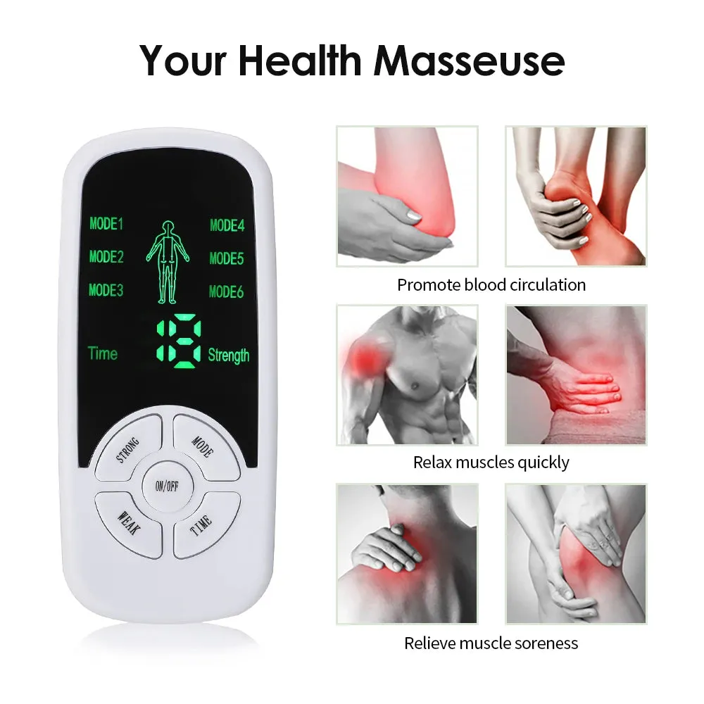 Electric Muscle Stimulator 6 Modes Mini Cervical Spine Massager Meridian Body Massage Device for Pain Relief Electroestimulador