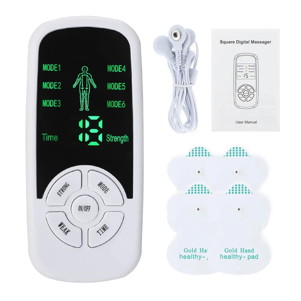 Electric Muscle Stimulator 6 Modes Mini Cervical Spine Massager Meridian Body Massage Device for Pain Relief Electroestimulador