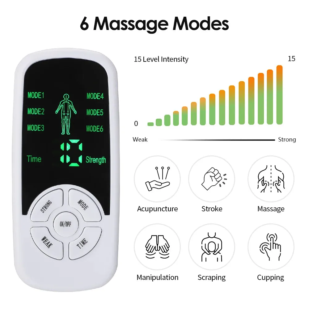 Electric Muscle Stimulator 6 Modes Mini Cervical Spine Massager Meridian Body Massage Device for Pain Relief Electroestimulador