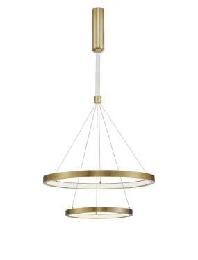 EMP Dimmable Brass Gold Aluminium & Acrylic Twin Ring Pendant - ID 10196