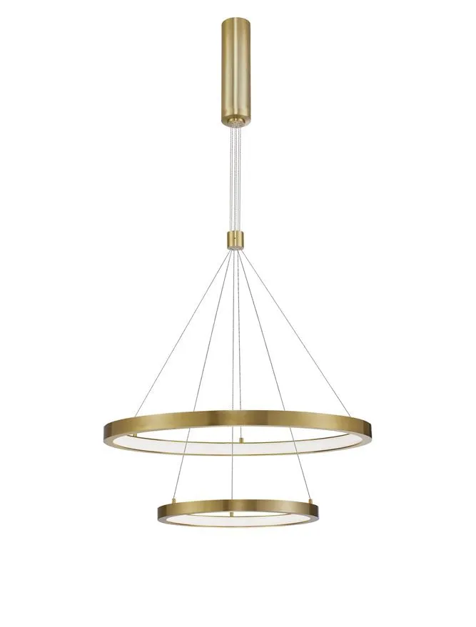EMP Dimmable Brass Gold Aluminium & Acrylic Twin Ring Pendant - ID 10196