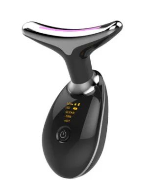 EMS Thermal Neck Lifting and Tightening Massager: Electric Microcurrent Wrinkle Remover LED Photon Face Beauty Device for Women.