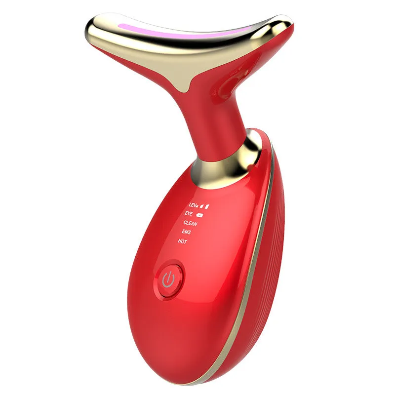 EMS Thermal Neck Lifting and Tightening Massager: Electric Microcurrent Wrinkle Remover LED Photon Face Beauty Device for Women.
