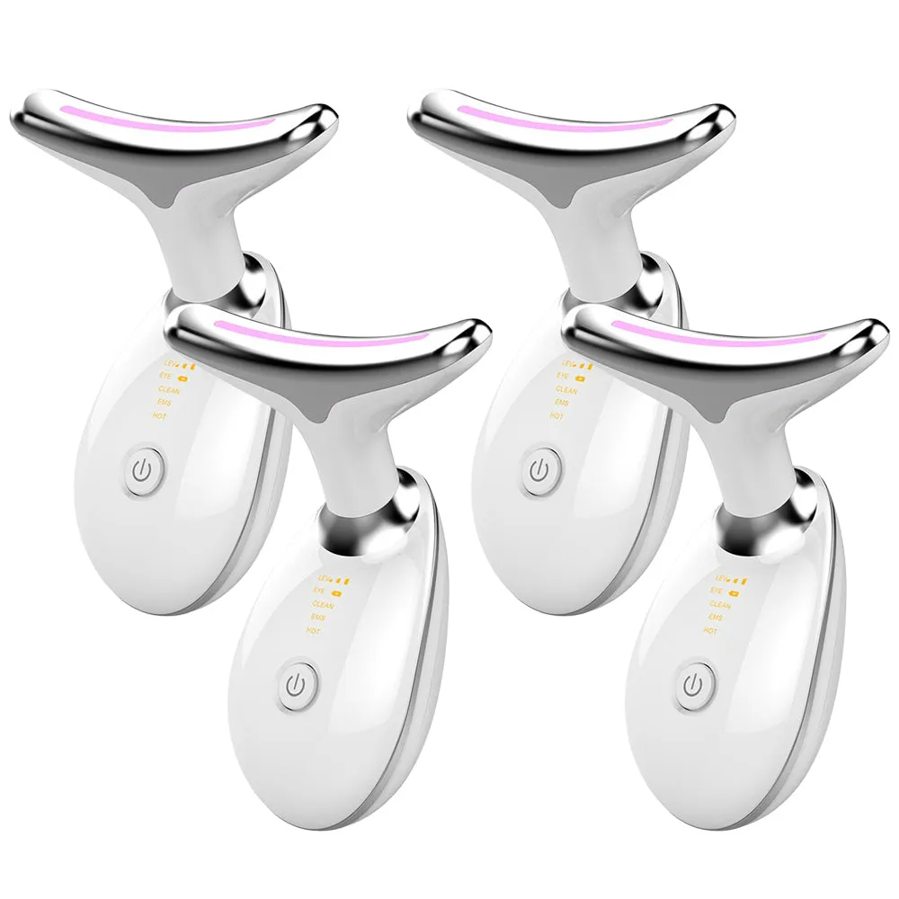 EMS Thermal Neck Lifting and Tightening Massager: Electric Microcurrent Wrinkle Remover LED Photon Face Beauty Device for Women.
