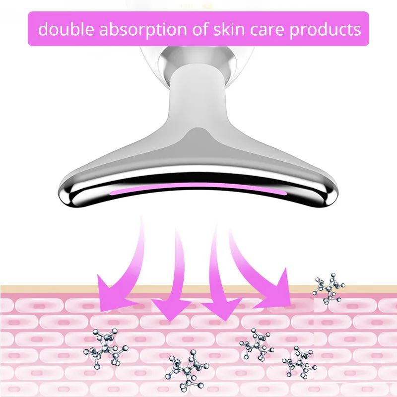 EMS Thermal Neck Lifting and Tightening Massager: Electric Microcurrent Wrinkle Remover LED Photon Face Beauty Device for Women.
