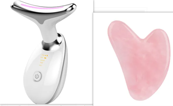 EMS Thermal Neck Lifting and Tightening Massager: Electric Microcurrent Wrinkle Remover LED Photon Face Beauty Device for Women.