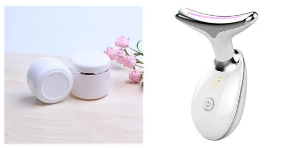 EMS Thermal Neck Lifting and Tightening Massager: Electric Microcurrent Wrinkle Remover LED Photon Face Beauty Device for Women.
