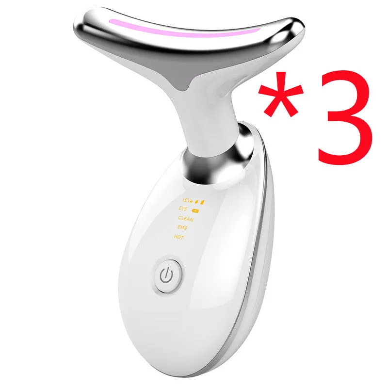 EMS Thermal Neck Lifting and Tightening Massager: Electric Microcurrent Wrinkle Remover LED Photon Face Beauty Device for Women.