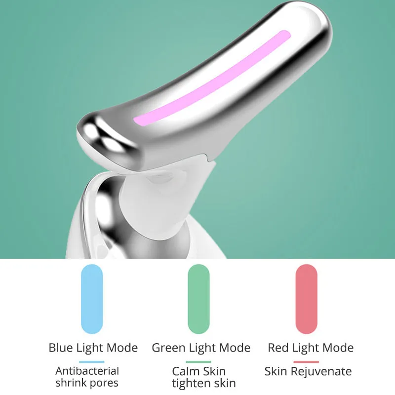 EMS Thermal Neck Lifting and Tightening Massager: Electric Microcurrent Wrinkle Remover LED Photon Face Beauty Device for Women.