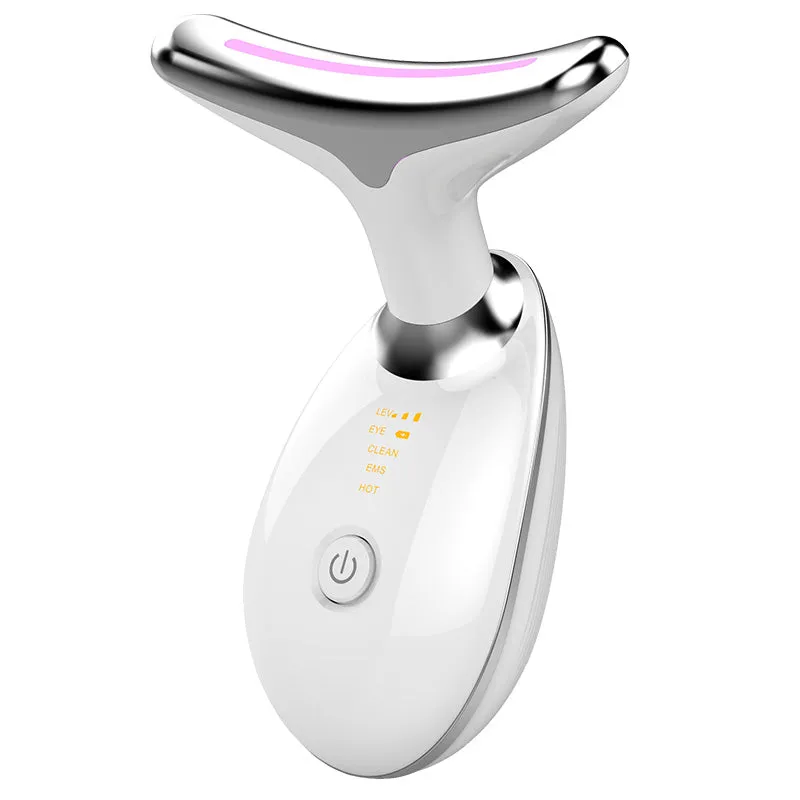 EMS Thermal Neck Lifting and Tightening Massager: Electric Microcurrent Wrinkle Remover LED Photon Face Beauty Device for Women.