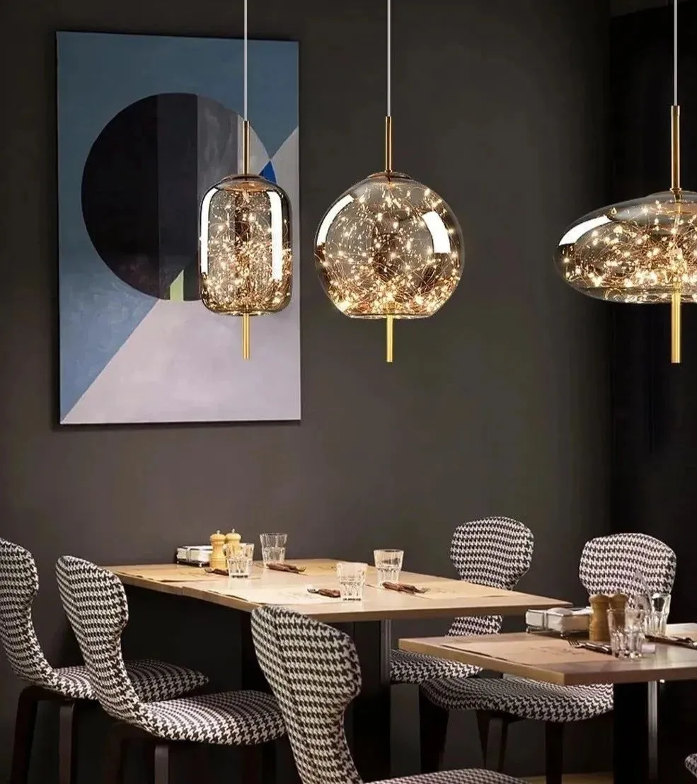 Glass Net Long Line Pendant Chandelier Lights