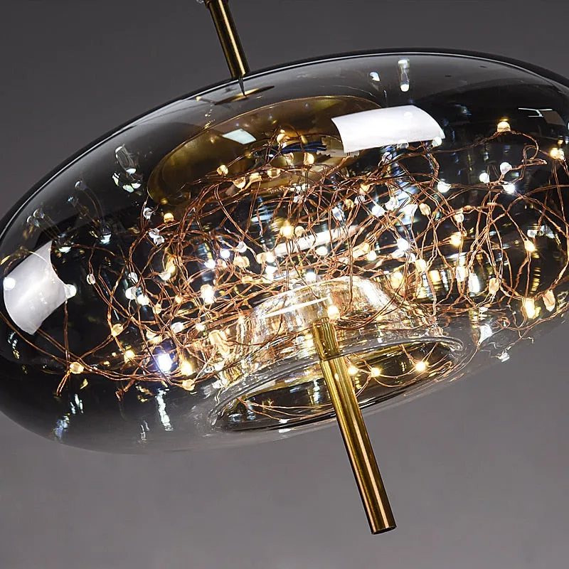 Glass Net Long Line Pendant Chandelier Lights