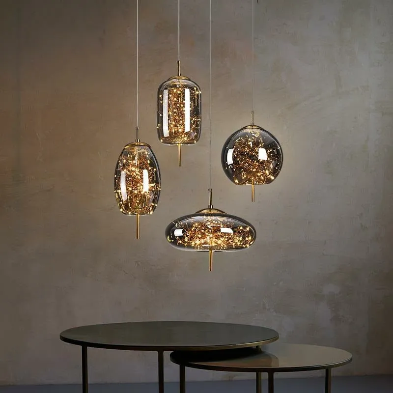 Glass Net Long Line Pendant Chandelier Lights