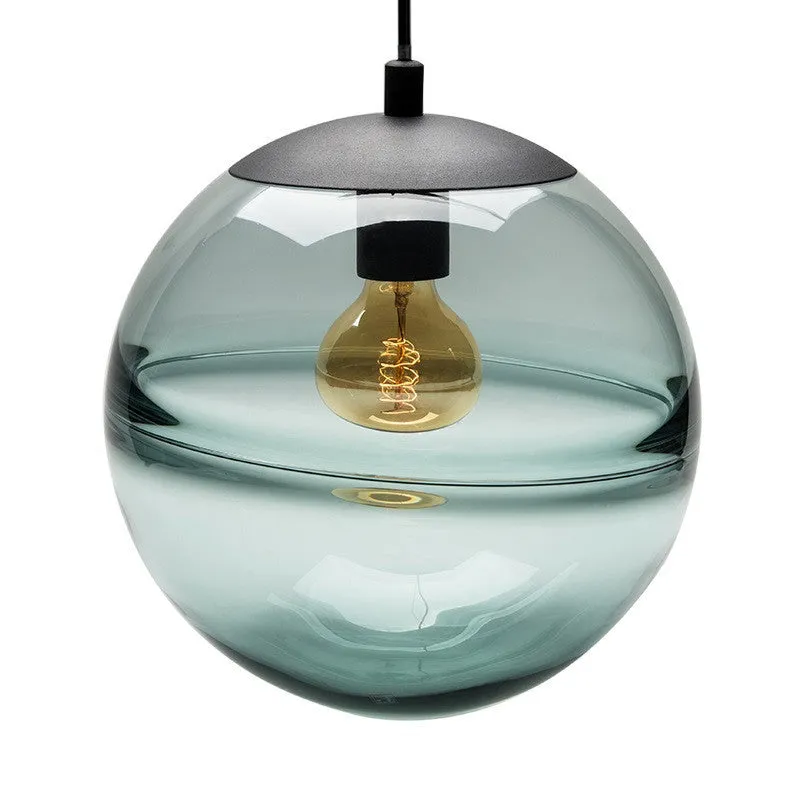 Globe Hanging Ceiling Light Blue/Coffee Glass Pendant Light for Dining Room