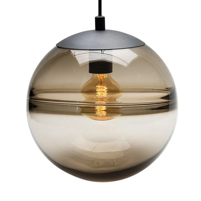 Globe Hanging Ceiling Light Blue/Coffee Glass Pendant Light for Dining Room