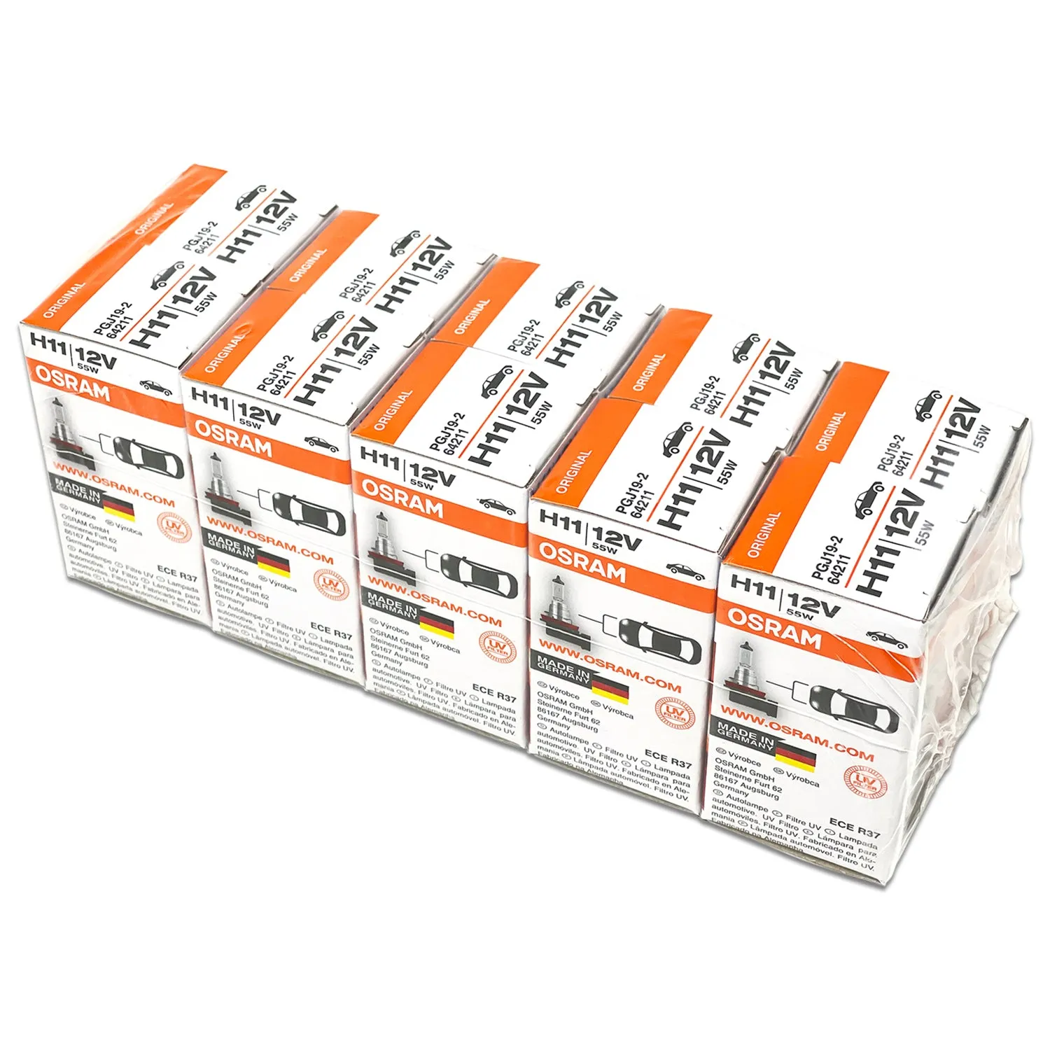 H11: Osram 64211L  OEM Original Standard Halogen Bulbs