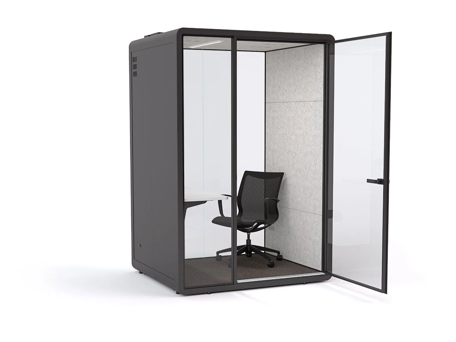 Haven Focus Pod Booth, Clear Glass, Black Exterior