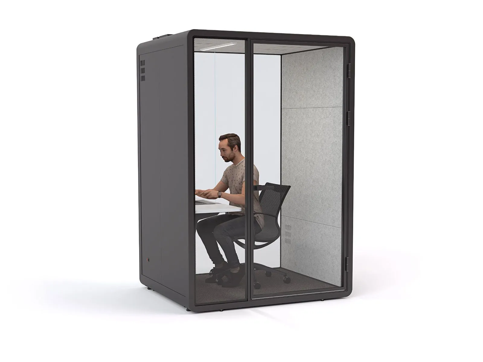 Haven Focus Pod Booth, Clear Glass, Black Exterior