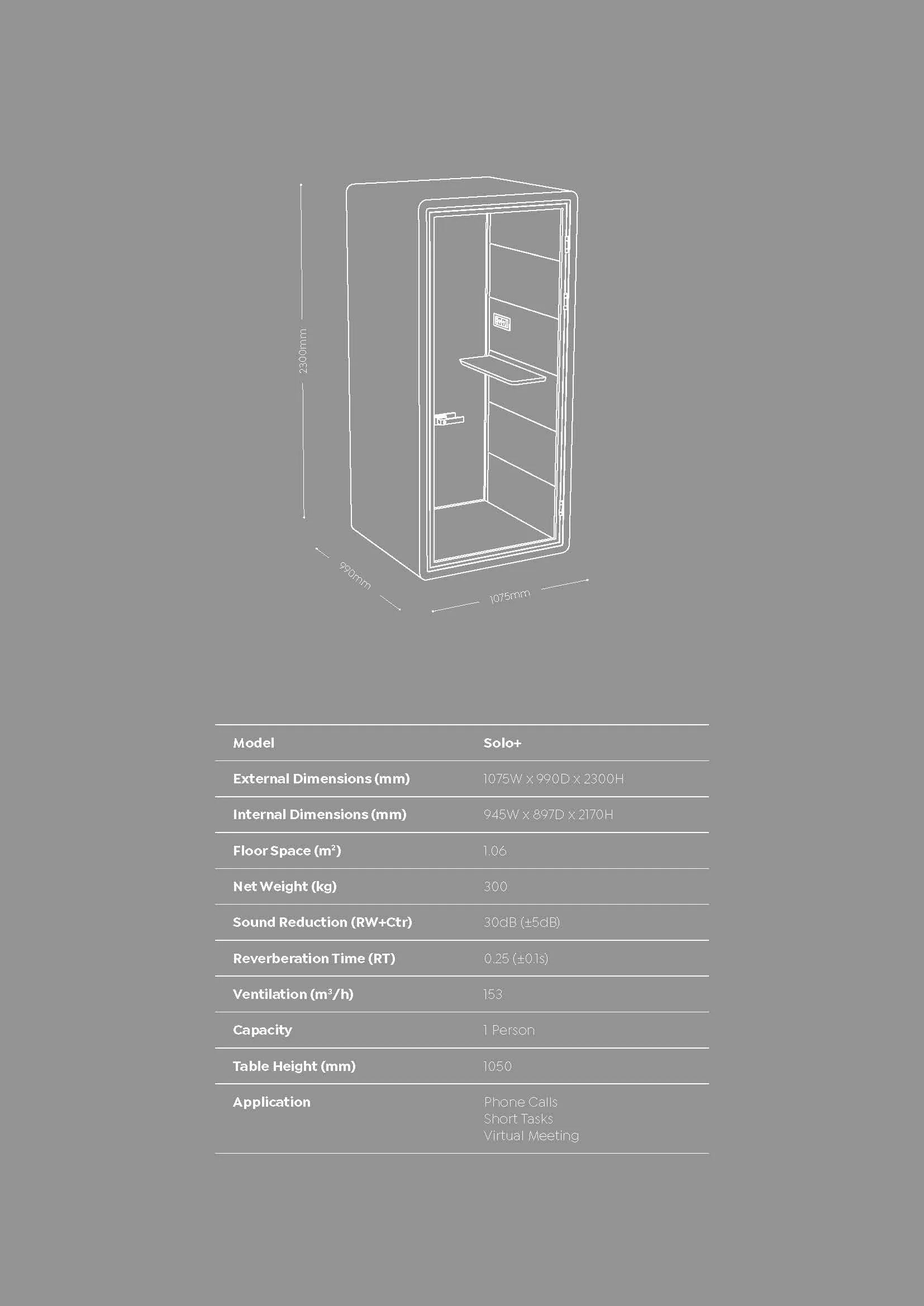 Haven Focus Pod Booth, Clear Glass, White Exterior