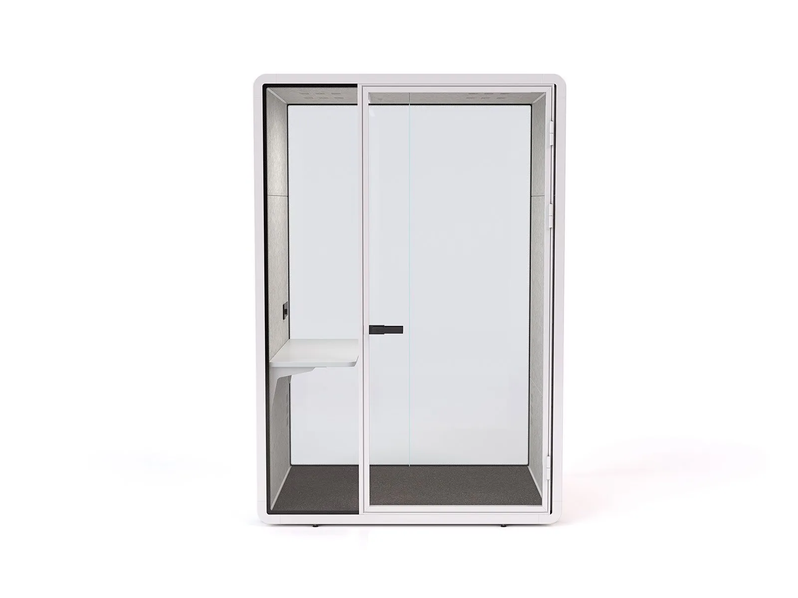 Haven Focus Pod Booth, Clear Glass, White Exterior