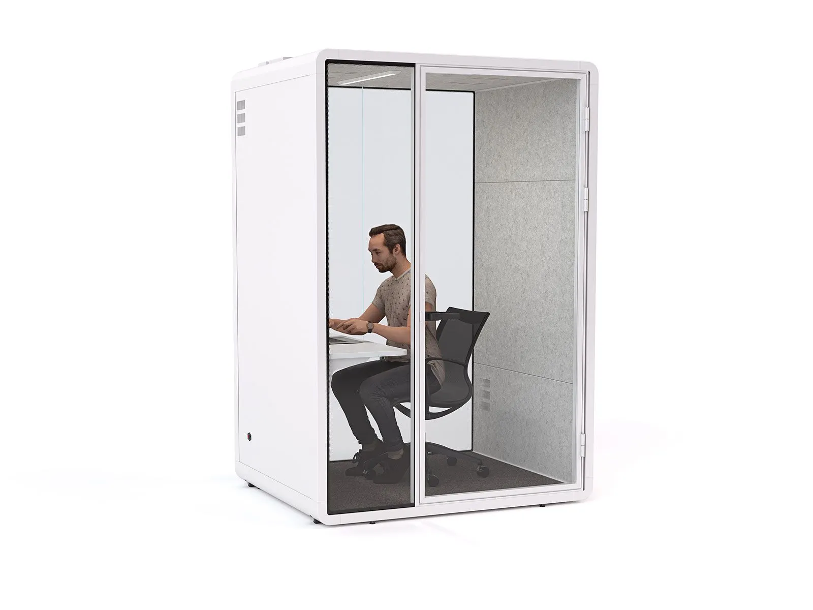 Haven Focus Pod Booth, Clear Glass, White Exterior