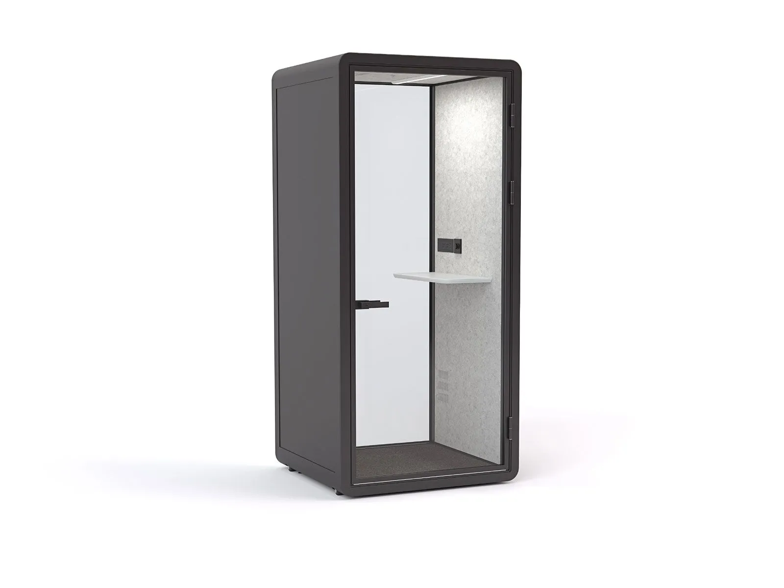 Haven Solo Pod Booth, Clear Glass, Black Exterior