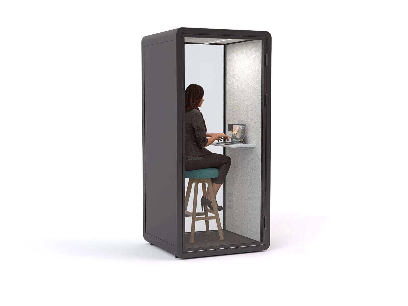Haven Solo Pod Booth, Clear Glass, Black Exterior