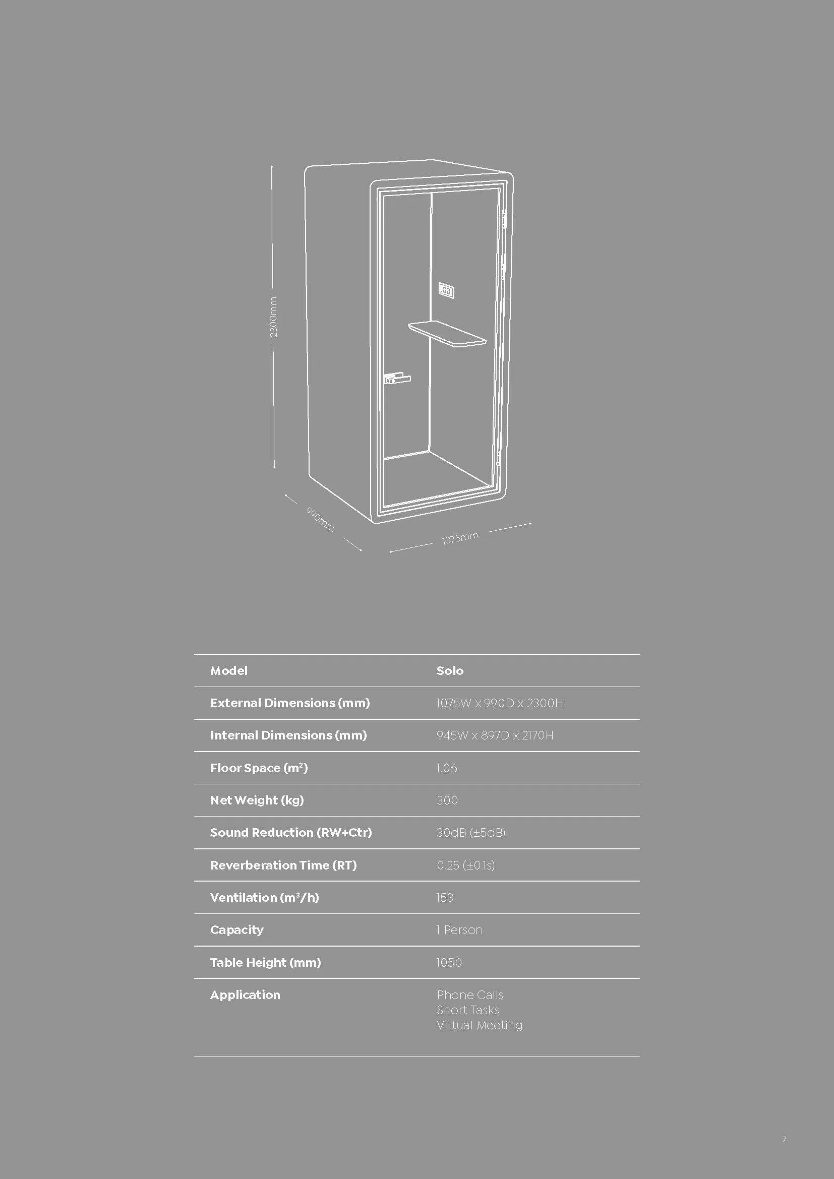 Haven Solo Pod Booth, Clear Glass, Black Exterior