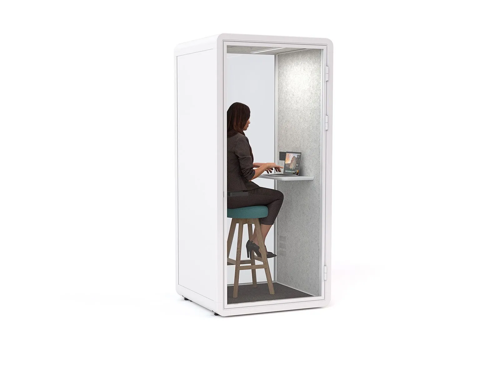 Haven Solo Pod Booth, Clear Glass, White Exterior