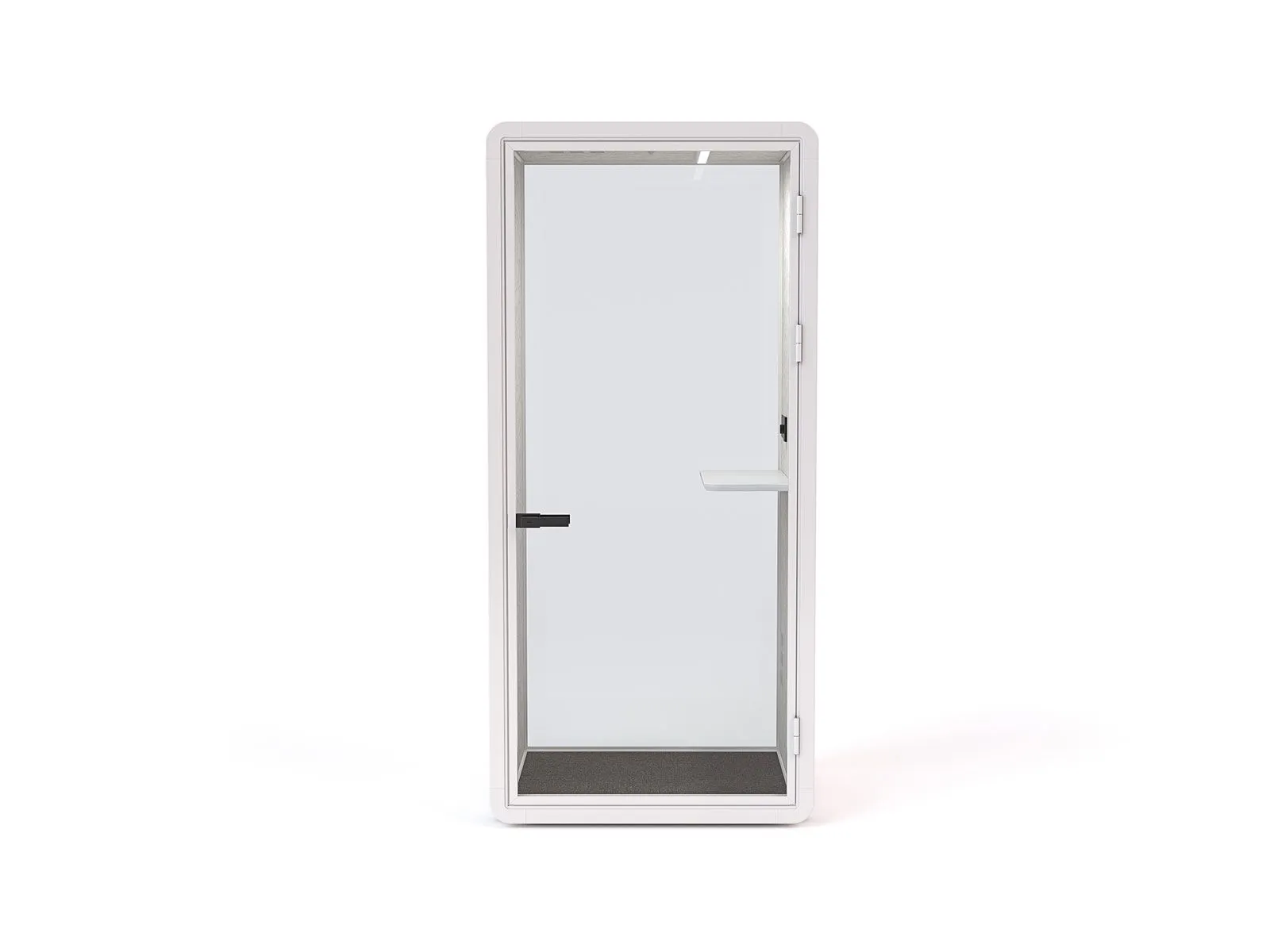 Haven Solo Pod Booth, Clear Glass, White Exterior